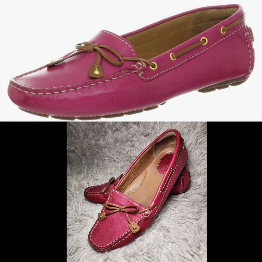 Clarks Artisan Fuschia Dunbar Racer Leather Driving Mocc Loafers